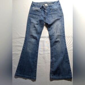 Industrial Cotton Jeans Size 7 Flare Embroidered Pocket